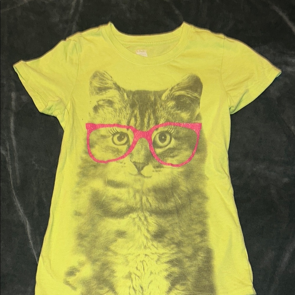 Yellow and Pink Cat T-shirt